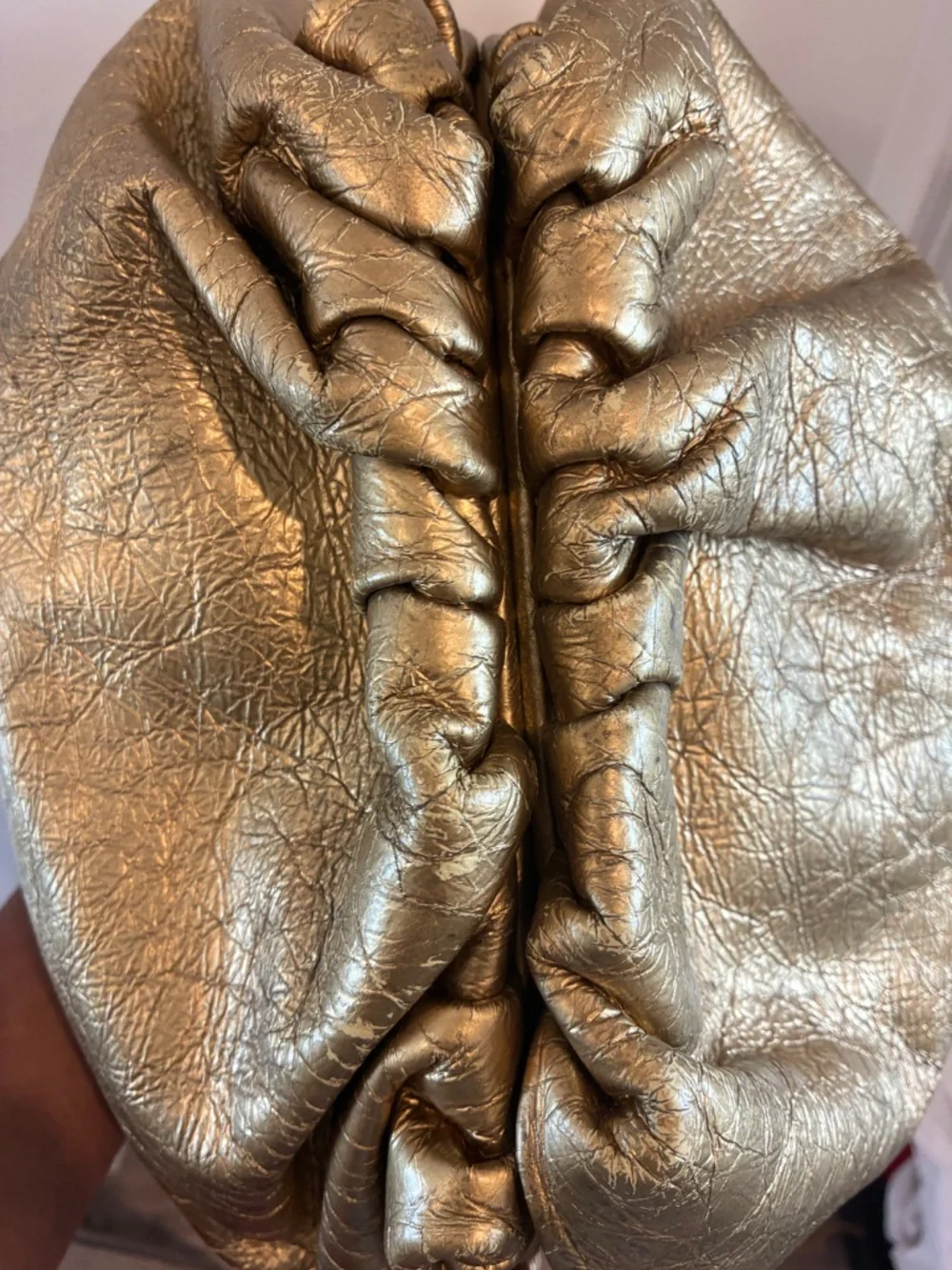 Bottega Veneta Large Maxi Metallic Gold Pouch
